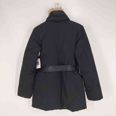 ダナキャランニューヨーク DKNY ファー付き ダブルジップ レザーベルト ダウンジャケット レディース JPN:4