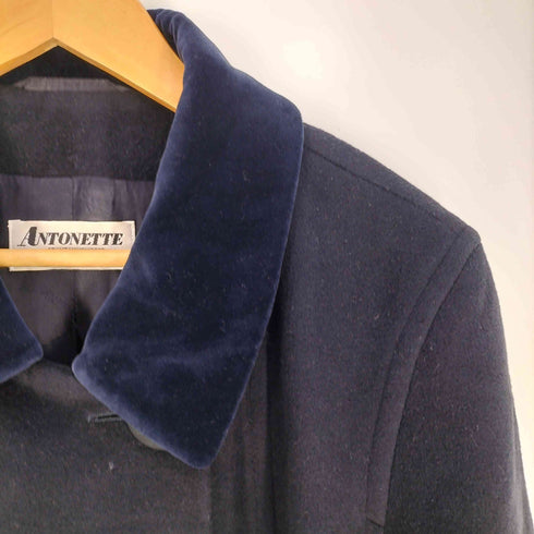 ANTONETTE ドイツ製 襟ベロア ウールアンゴラ ダブルブレストコート メンズ 36