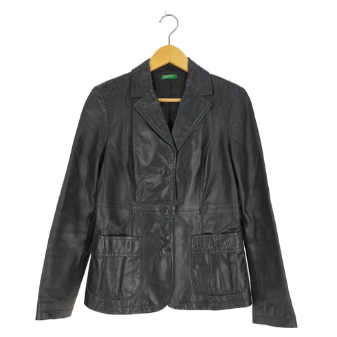 ユナイテッドカラーズオブベネトン UNITED COLORS OF BENETTON 豚革 ピックレザー 3B テーラードジャケット レディース JPN:42