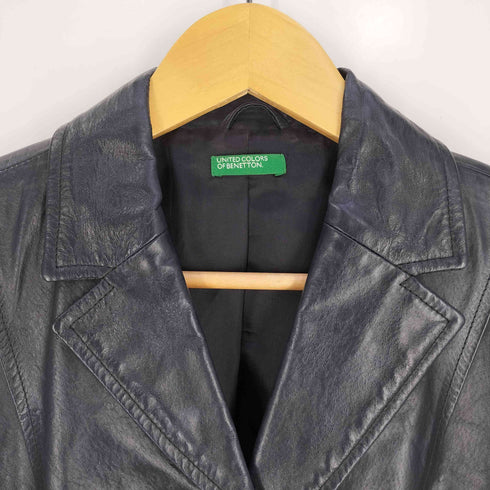 ユナイテッドカラーズオブベネトン UNITED COLORS OF BENETTON 豚革 ピックレザー 3B テーラードジャケット レディース JPN:42