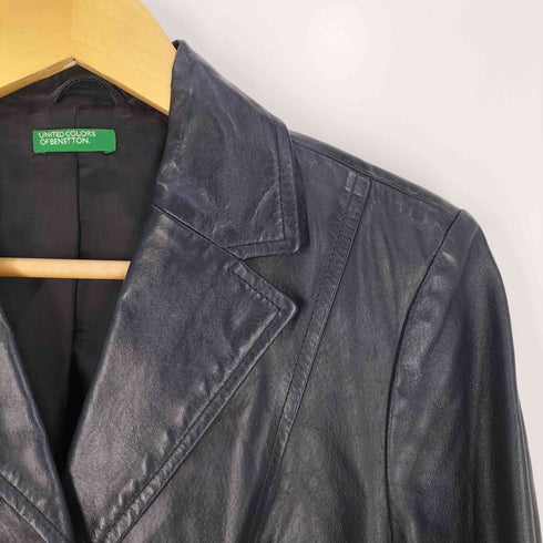 ユナイテッドカラーズオブベネトン UNITED COLORS OF BENETTON 豚革 ピックレザー 3B テーラードジャケット レディース JPN:42