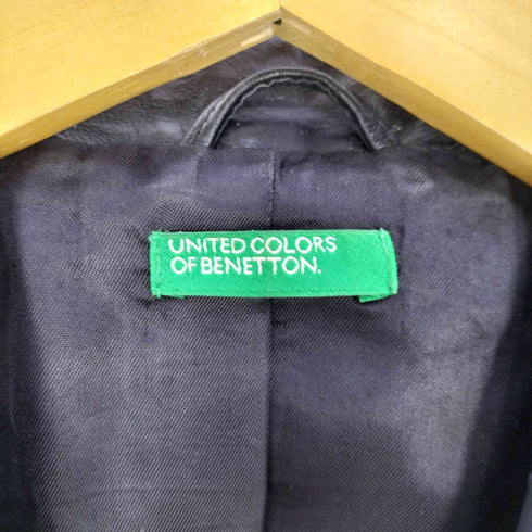 ユナイテッドカラーズオブベネトン UNITED COLORS OF BENETTON 豚革 ピックレザー 3B テーラードジャケット レディース JPN:42