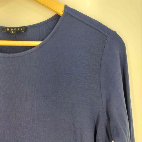 セオリー theory ALANIA B RIBBED VISCOSE レーヨン混 クルーネックTシャツ レディース import:S