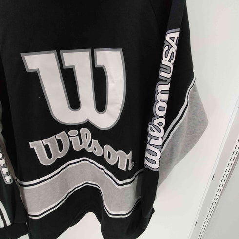 ウィルソン Wilson ドローコードネック フロント アーム ロゴ プリント スウェット メンズ JPN:M