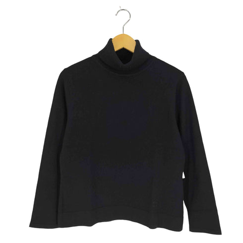 ハナエモリ HANAE MORI カシミヤ100% 裾ロゴ タートルネックニット レディース JPN:3
