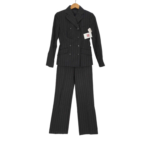 ポールスミスブラック Paul Smith BLACK ランダムストライプ ダブル テーラードジャケット スラックス セットアップ レディース 上40 下38