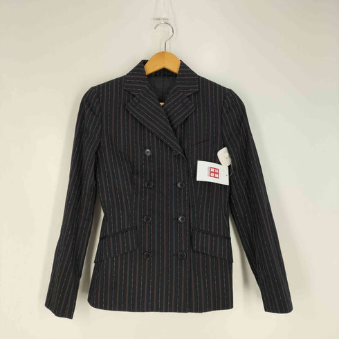 ポールスミスブラック Paul Smith BLACK ランダムストライプ ダブル テーラードジャケット スラックス セットアップ レディース 上40 下38