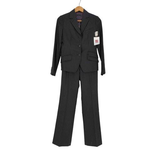 ポールスミス Paul Smith BLACK 裏地ドット ウール ストライプ テーラードジャケット&パンツ セットアップ レディース 38