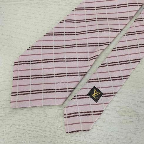 ルイヴィトン LOUIS VUITTON シルク100% ロゴプリント ストライプネクタイ メンズ