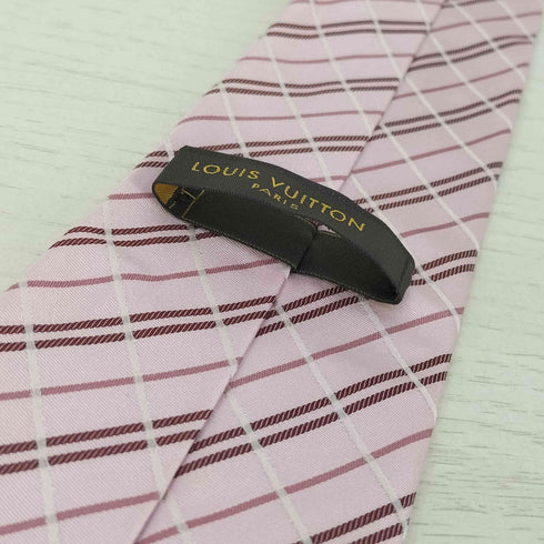 ルイヴィトン LOUIS VUITTON シルク100% ロゴプリント ストライプネクタイ メンズ