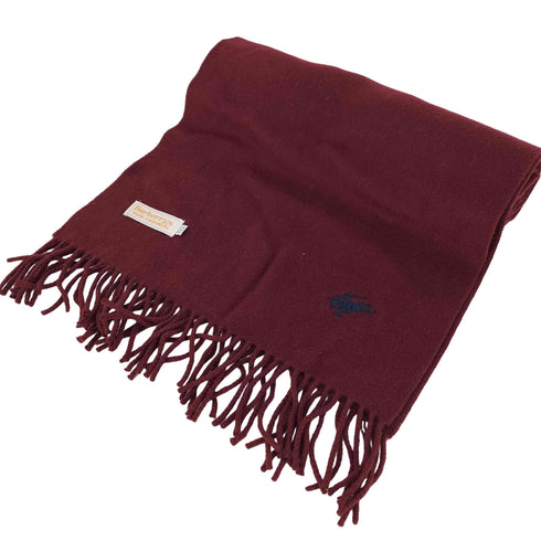 バーバリーズ BURBERRYS PURE CASHMERE ウール100% ホース刺繍 フリンジマフラー レディース