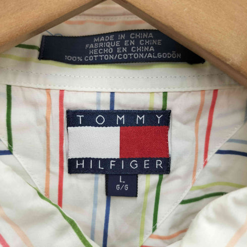 トミーヒルフィガー TOMMY HILFIGER ロゴ刺繍ストライプボタンダウンシャツ メンズ import:L