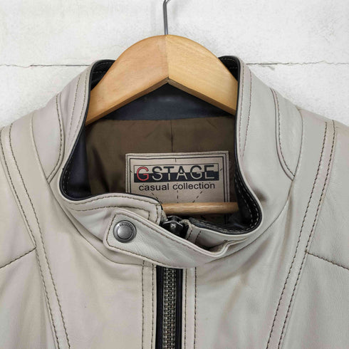 ジーステージ G-Stage lamb leather ラムレザー シングルライダースジャケット メンズ L