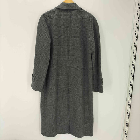 カシミヤ CASHMERE CASHMERE 100% Houndstooth Balmacaan Long Coat カシミア 100% 千鳥格子 ハウンドトゥース バルマカーン ステンカラー ロング コート 比翼 メンズ import:M