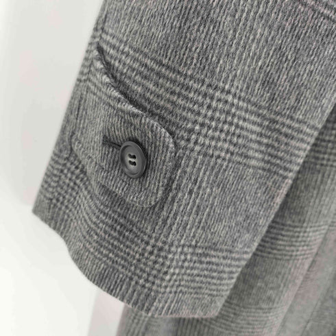 カシミヤ CASHMERE CASHMERE 100% Houndstooth Balmacaan Long Coat カシミア 100% 千鳥格子 ハウンドトゥース バルマカーン ステンカラー ロング コート 比翼 メンズ import:M