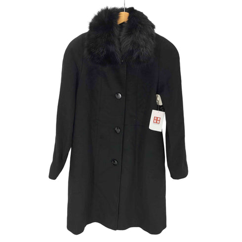 ピュア カシミヤ pure cashmere PURE CASHMERE 100% & Real Fur Balmacaan Coat ピュア カシミア 100% 襟リアルファー バルマカーン ステンカラー ロング コート レディース 9