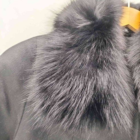 ピュア カシミヤ pure cashmere PURE CASHMERE 100% & Real Fur Balmacaan Coat ピュア カシミア 100% 襟リアルファー バルマカーン ステンカラー ロング コート レディース 9