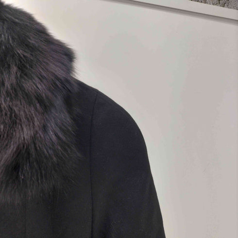 ピュア カシミヤ pure cashmere PURE CASHMERE 100% & Real Fur Balmacaan Coat ピュア カシミア 100% 襟リアルファー バルマカーン ステンカラー ロング コート レディース 9