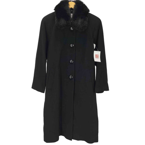 ピュア カシミヤ pure cashmere PURE CASHMERE 100% & Real Fur Balmacaan Coat ピュア カシミア 100% 襟リアルファー バルマカーン ステンカラー ロング コート レディース 9