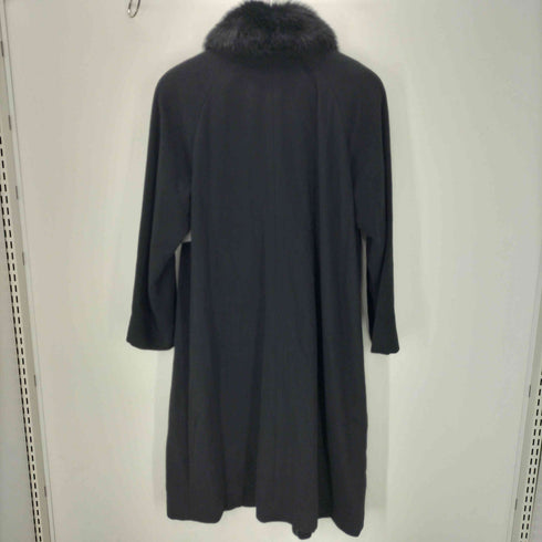 ピュア カシミヤ pure cashmere PURE CASHMERE 100% & Real Fur Balmacaan Coat ピュア カシミア 100% 襟リアルファー バルマカーン ステンカラー ロング コート レディース 9