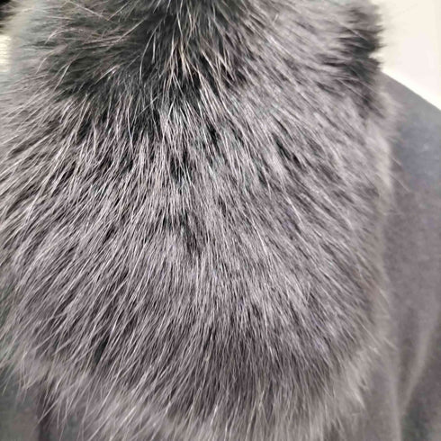 ピュア カシミヤ pure cashmere PURE CASHMERE 100% & Real Fur Balmacaan Coat ピュア カシミア 100% 襟リアルファー バルマカーン ステンカラー ロング コート レディース 9