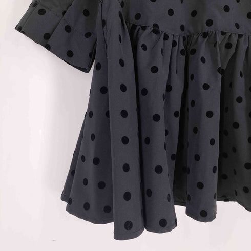 PICCIN PERLA フロッキードットペプラム五分袖ブラウス レディース JPN:M