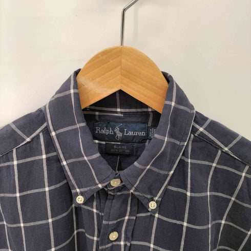 ポロバイラルフローレン Polo by RALPH LAUREN 90S BLAIRE ポニー刺繍 グラフチェック コットン B.D. L/S シャツ メンズ import:L