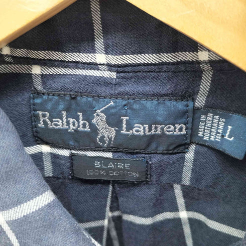 ポロバイラルフローレン Polo by RALPH LAUREN 90S BLAIRE ポニー刺繍 グラフチェック コットン B.D. L/S シャツ メンズ import:L
