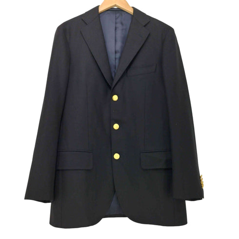 シップス SHIPS LUXURY tailoring style ウール100 金ボタン 紺ブレ 鹿の子 3B テーラードジャケット メンズ JPN:44