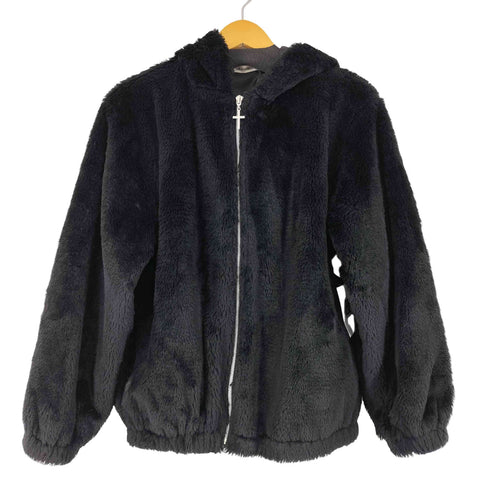 Leahmatin ベアプリント フェイクファーフーデットジャケット レディース JPN:M
