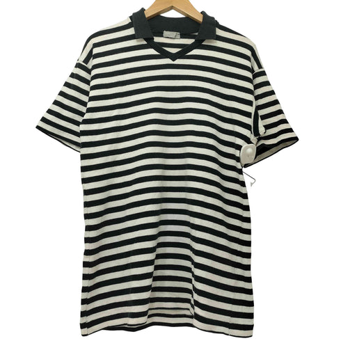 コムデギャルソンオム COMME des GARCONS HOMME 90-00s 田中期 田中オム ボーダー柄 襟付き VネックショートスリーブTシャツ メンズ