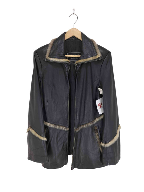 MACREVIS real leather リアルレザーファーラインダブルジップジャケット レディース S