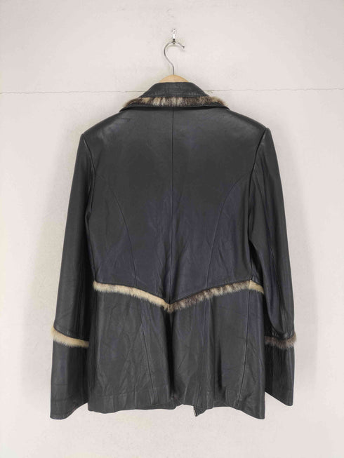 MACREVIS real leather リアルレザーファーラインダブルジップジャケット レディース S