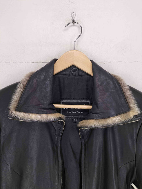 MACREVIS real leather リアルレザーファーラインダブルジップジャケット レディース S