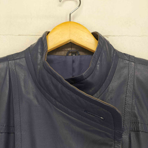 MYLENE LEATHER cow leather カウレザードルマンスリーブ比翼スタンドカラーコート レディース M