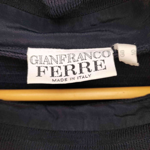 ジャンフランコフェレ GIANFRANCO FERRE 90S 英国製 ユーロ ベロア切替 プルオーバー ニット セーター レディース US:6