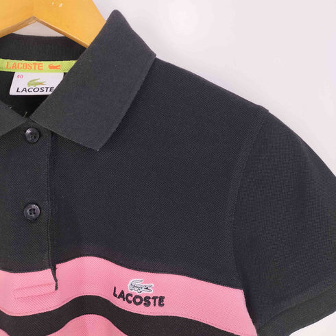 ラコステ LACOSTE フランス製 ロゴ刺繍 ボーダー ポロシャツ レディース FR:40