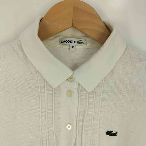 ラコステ LACOSTE ロゴワッペン プリーツ 鹿の子ポロシャツ レディース EUR:40