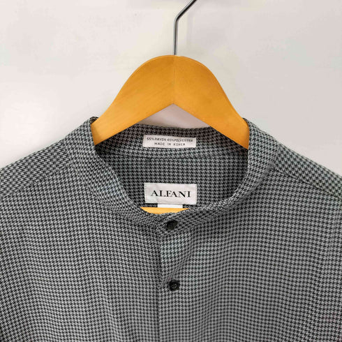 アルファニ ALFANI 千鳥格子柄バンドカラーシャツ メンズ import:XL