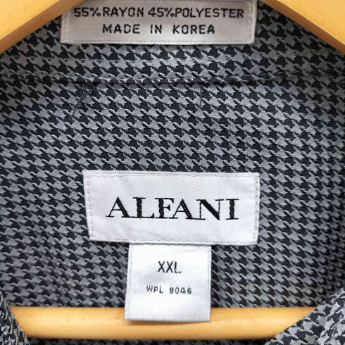 アルファニ ALFANI 千鳥格子柄バンドカラーシャツ メンズ import:XL