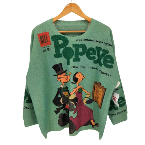 ポパイ POPEYE レトロデザイン キャラクタープリント ニット メンズ 2XL