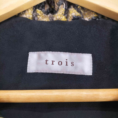 TROIS 総柄 ショールカラー ショートコート domestic レディース FREE