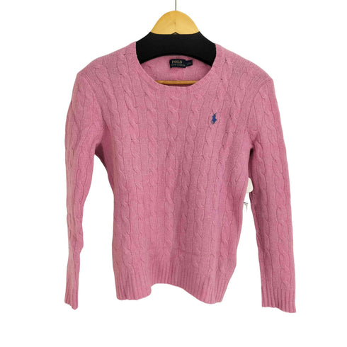 ポロラルフローレン POLO RALPH LAUREN スモールポニー刺繍カシミヤ混ケーブルニットセーター レディース import:M