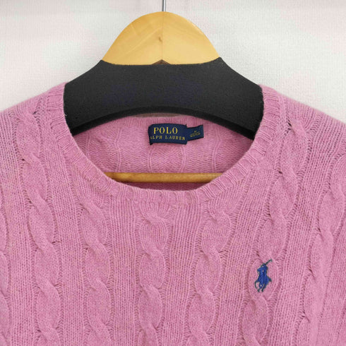 ポロラルフローレン POLO RALPH LAUREN スモールポニー刺繍カシミヤ混ケーブルニットセーター レディース import:M