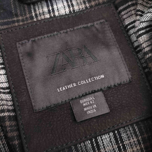 ザラ ZARA buffalo leather リラックスフィット レザーパーカ メンズ import:L