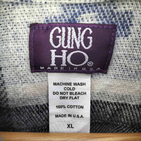 ガンホー GUNG HO 90S 旧タグ USA製 ネイティブ オンブレチェック ネルシャツ メンズ import:XL
