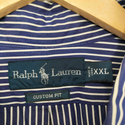 ラルフローレン RALPH LAUREN 90S ストライプ柄 ポニー刺繍 ロングスリーブボタンダウンシャツ メンズ XXL