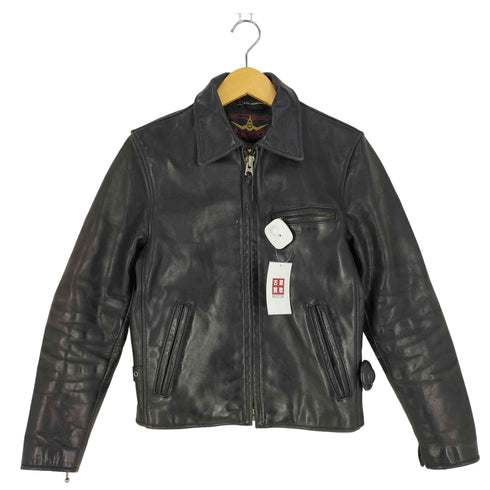 B-McCOY'S TALONジップ ステアハイド レザー シングルライダースジャケット メンズ US:36