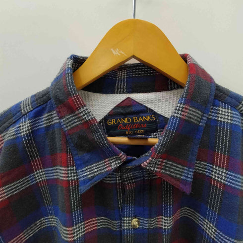 GRAND BANKS 90-00S BIG SISE ビックサイズ 裏地ワッフル サーマル ダブルフェイス L/S マドラスチェック ボックス ネルシャツ メンズ 2XL