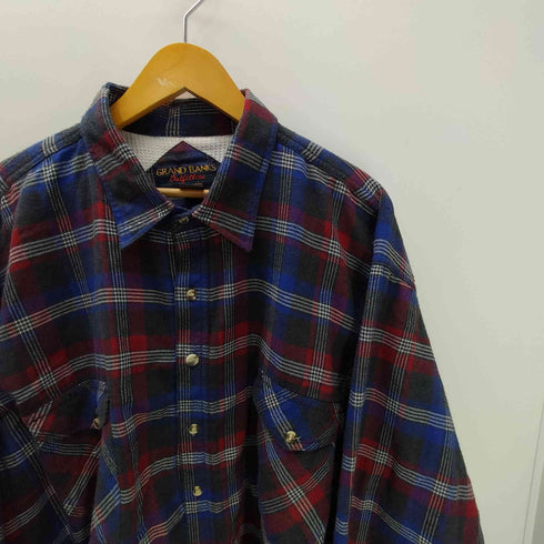 GRAND BANKS 90-00S BIG SISE ビックサイズ 裏地ワッフル サーマル ダブルフェイス L/S マドラスチェック ボックス ネルシャツ メンズ 2XL